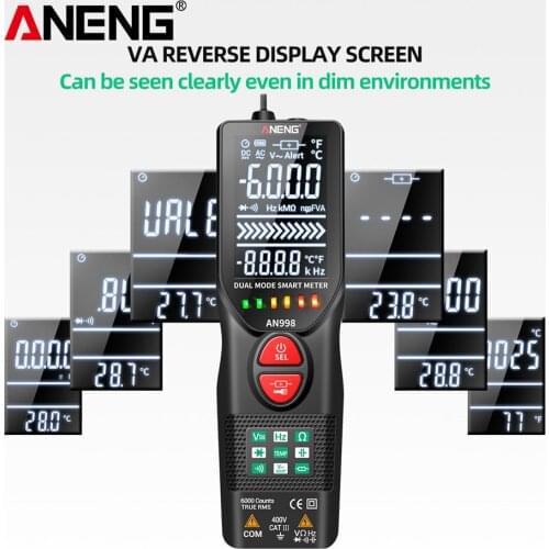 AN998 Automatic Digital Multimeter 6000 Counts Professional Meter Eletric Auto Ranging AC/DC Voltmeter Temp Ohm Hz Detector Tool