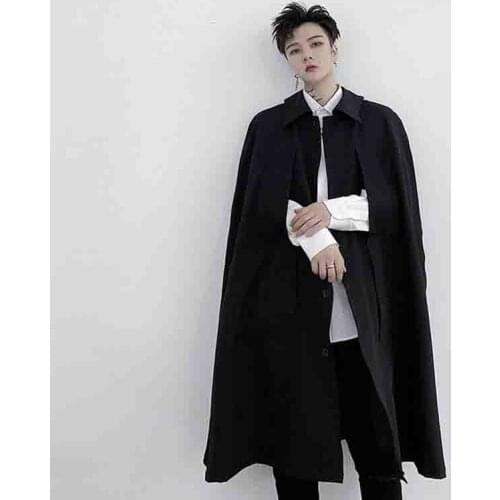 Japanese dark Yamamoto style medium long windbreaker mens loose and handsome hairdresser fashion brand mens Cape Cape cape coa