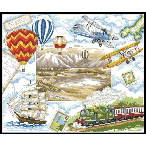 Travel Round the World 11CT 14CT DMC Counted Cross Stitch Kits Kit For Embroidery DIY Cross Stitch Needlework Home Decor Crafts