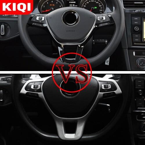KIQI Car Steering Wheel Buttons Panel Cover Trim Sticker for Volkswagen VW Golf 7 MK7 E-UP T-roc Troc Fox Polo Accessories