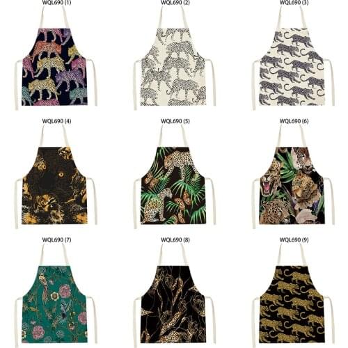 Newly Designed Animal Leopard Newly Designed Animal Leopard Patterned Clean Art Apron Home Cooking Kitchen Apron Anti-Greasy
