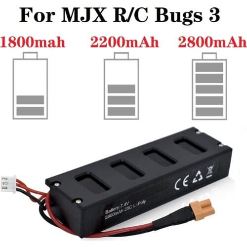 Upgrade 7.4V Drones Battery For MJX R/C Bugs 3 / B3 2s 1800mAh 2200mAh 2800mah Lipo Battery for MJX B3 RC Quadcopter Spare Parts