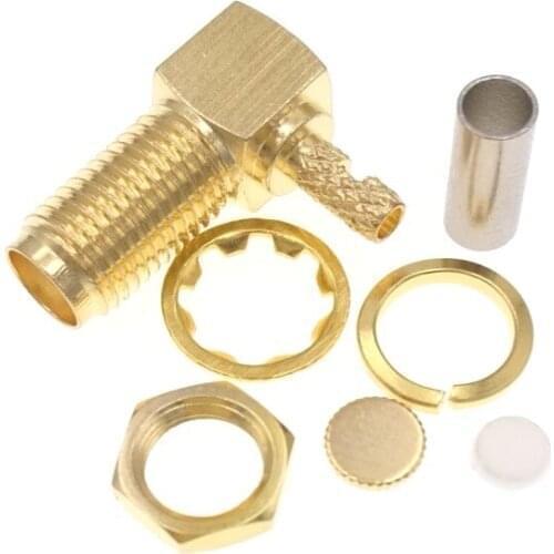 SMA Crimp Jack Female Right Angle RF Connector For RG316 RG174 LMR100 Cable