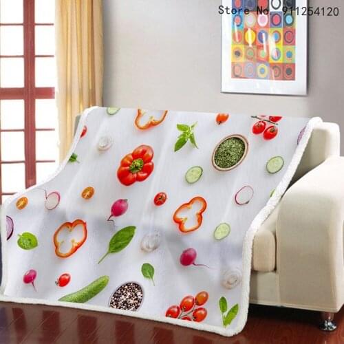 Vegetables Blanket Sherpa Fleece Warm Blanket on Sofa Bed 3D Lemon Chili Radish Print Throw Blanket Dropshipping Blanket