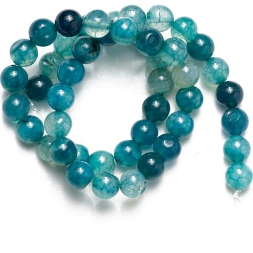 Wholesale Natural Stone Beads Cyan Cracked Agates Loose Beads for Jewelry Making 4mm 6mm 8mm 10mm 12mm Necklace Bracelet DIY