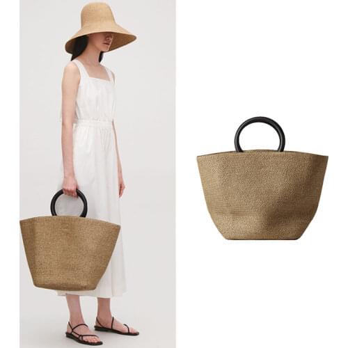 Handmade Wicker Straw Bag Summer Large Capacity Bohemia Beach Tote High Quality Travel Bag Round Handle Vacation Casual Bags