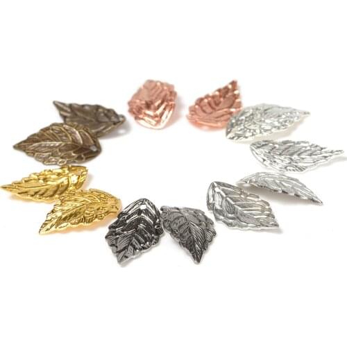 50pcs Metal Leaf Charms 10x18mm Flower Filigree Charms Pendants for Jewelry Making Accessories Wholesale Handmade DIY