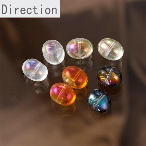 Transparent crystal glass egg-shaped straight hole beads diy handmade jewelry earrings bracelet beaded material accessories