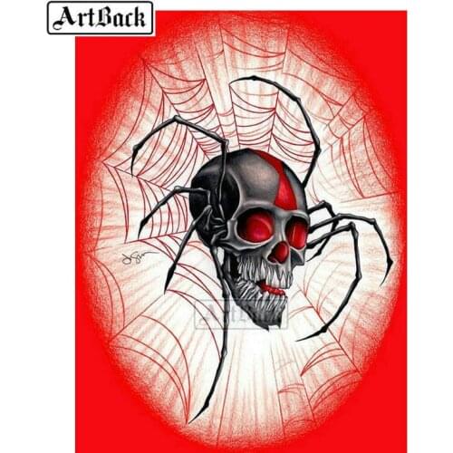 Sale cross stitch 5d diy diamond painting skull spider full square drill mosaic painting home decoration skull 20x25cm ARB22