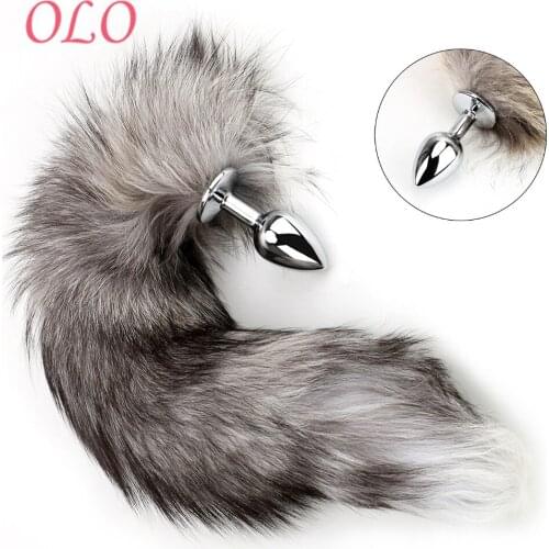 OLO Anus Dilator Smooth Touch Anal Plug Prostate Massager Sex Toys For Women Man Gay Fox Tail Metal Butt Plug Anal Beads