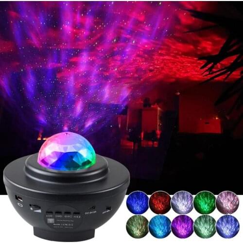 LED Star Projector Night Light Galaxy Starry Night Lamp Ocean Wave Projector With Music Bluetooth Speaker Remote Control For Kid