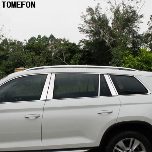 TOMEFON Stainless Steel For skoda Kodiaq 2017 Car Window Frame Middle B C Pillar Column Sticker Trim