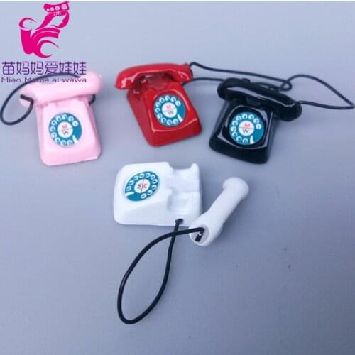 Doll house decoration red black pink Retro phone for barbie doll use mini telephone
