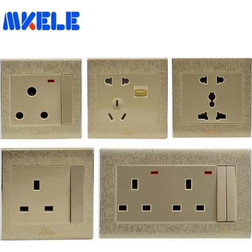 Universal Wall Socket 5 Hole AC 110-250V Switch Push Button With Led USB Children Protective Door EU US UK AU India Plug