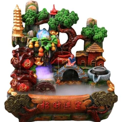 High Landscape Car Feng Shui Wheel Fortune Fish Tank Rockery Flowing Water Ornaments Fountain Living Room Home Indoor Good