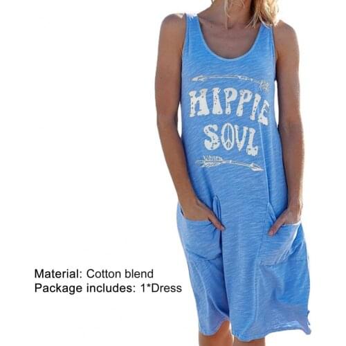 Women Dress New Fashion Womens Maxi Casual Beach Sundress Cocktail Sleeveless Kaftan Hippie Pocket Dress for Beach