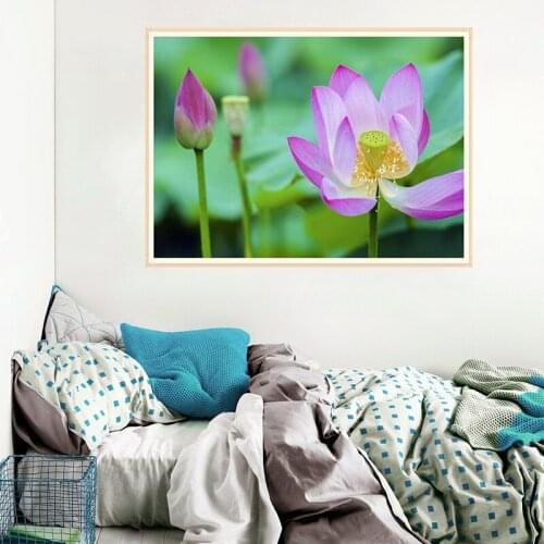 Lotus Canvas Painting Home Decoration Chinese Style Flower Wall Art Pictures for Living Room Decor Posters and Prints
