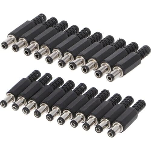 10 Pcs 5.5x2.1mm Male DC In-Line Plug Socket Jack Connector Adapter Plastic Cover