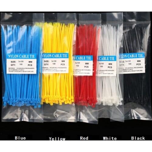 100/Lot 3X150mm width 2.5mm Colorful Factory Standard Self-locking Plastic Nylon Cable Ties,Wire Zip Tie 3x150