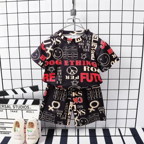 Fashion Summer Children Sets Baby Girls Toddler Boy Pajamas Short Sleeve T-Shirts + Shorts 2pc Kids Leisure Wear Home Clothes