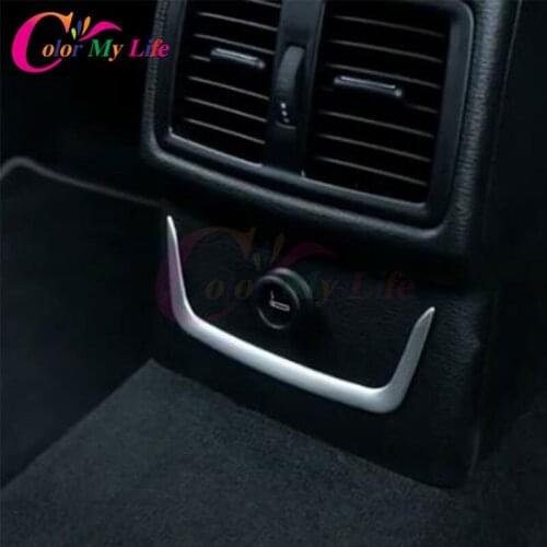 2 Types Rear Cigarette Lighter Decoration Trim Back Cigarette Lighters Protection Sticker For BMW X1 F48 2016 2017 Accessories