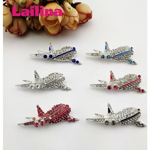 20pcs/lot Rhinestone Aircraft Plane Brooch Pin Stewardess Pilot Badge Brooches Broches Sign Jewelry Of Flying Sky