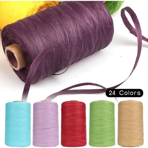 280-300 Meters Raffia Yarn For Hand Knitting Summer Raffia Straw Hats Bags Crochet Yarn Handmade Craft Knit Yarn Thread 24 Color