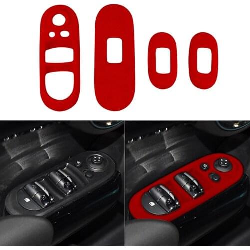 4PCS Suede Car Window Lifter Control Decorative Frame Panel Strip for BMW MINI Cooper F55 2015-2020 Car Styling Accessories