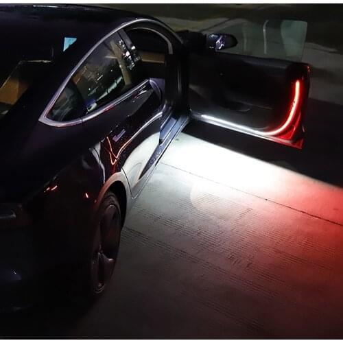 Car Interior Door Welcome Light LED Safety Warning Strobe Signal Lamp Strip 120cm Waterproof 12V Auto Decorative Ambient Lights