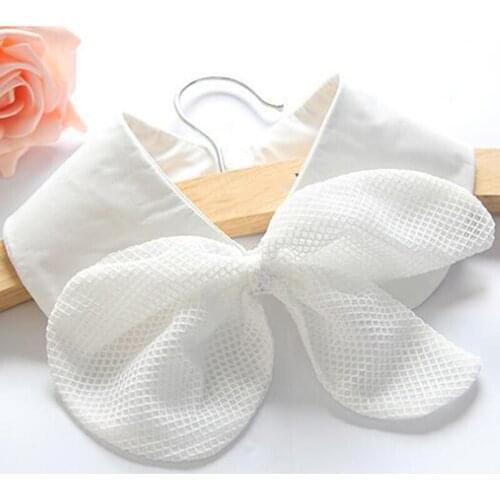 White Cotton Big Collar Flower Korean womens Hollow Lace Detachable Lapel Shirt Fake Collar Women Clothes Accessories