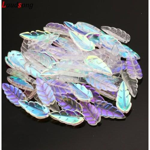 10/20/30/40/50Pcs AB Gradient Leaves Czech Glass Charm Beads For Jewelry Making Handmade Necklace Bracelet Diy Accessories