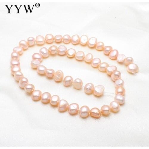 Baroque Cultured Freshwater Pearl Beads for making diy Jewelry Bracelet necklace natural pink Grade AA 7-8mm Approx 15 Inch