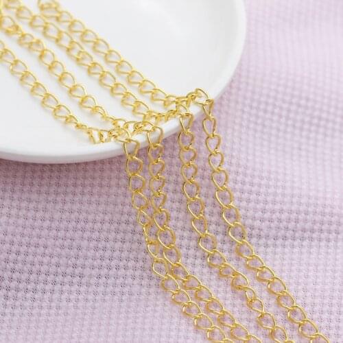 3.2x5.5mm Necklace Chains Flat Chain for Bracelet Earring DIY jewelry making Gold/silver plated Metal Link tails extender Chain