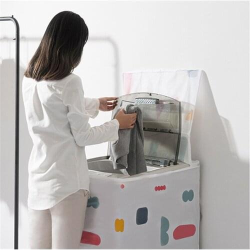 Automatic Drum Flip Washing Machine Cover Dust Cover Peva Printing Waterproof And Sunscreen Bathroom Decoration Accessories