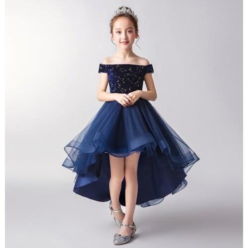 Off Shoulder Princess Formal Dress Kids Evening Prom Party Pageant Ball Gown Little Bridesmaid Flower Girl Dresses For Wedding