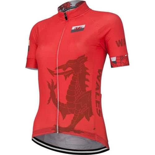 Wales 2021 Red Cycling Jersey Women Bike Road Mountain Race Tops Cycling Clothing Summer Clothing Breathable Customized