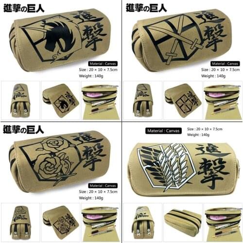 Attack on Titan Scout Regiment Canvas Pencil Case student pen bag Cartoon Makeup Bag cosmetic bag Zip Stationery Bag Stationery
