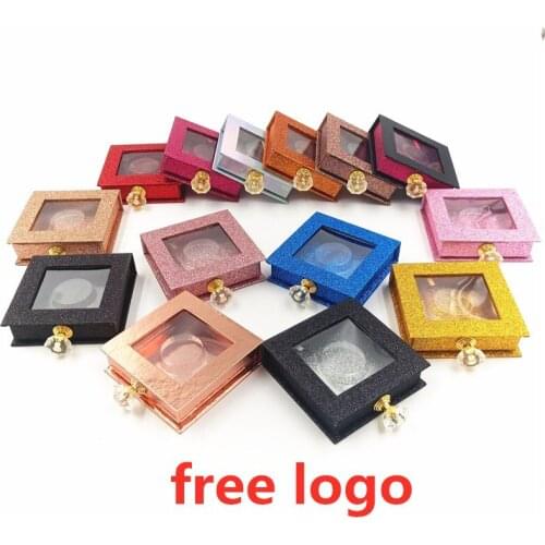 Square Packaging Box False Eyelashes Crystal Handle Lash Storage Holder Case With Transparent Tray