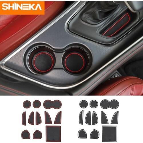 SHINEKA Door Groove Mat For Dodge Challenger 2015+ Car Door groove pad Anti-Slip Anti-dirty Mat Accessories For Dodge Challenger