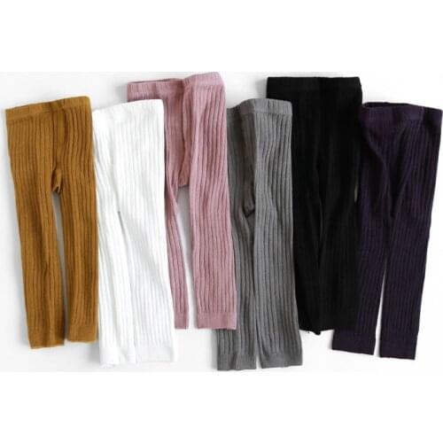 2pc/lot Spring Autumn Striped Leggings Toddler Girl Cotton Infant Newborn Kids Strumphose Knitted Skinny Pants For Babies 0-4T