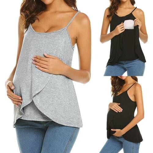 Pregnant women camisole breastfeeding shirt pregnant women fashion personality trend breastfeeding T-shirt