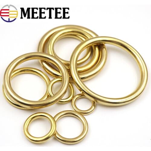 Meetee 5pcs 8-51mm Pure Brass O Ring Buckle Keychain Copper Belt Hang Buckles DIY Hand Crafts Hardware Accessories BD015