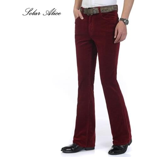 Free Shipping 2019 New Spring Autumn Mens Smart Casual Corduroy pants Flares male Mid Waist bell-bottom Plus Size Trousers