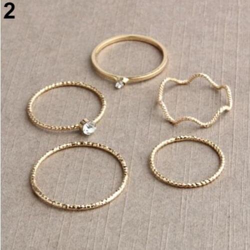 70% HOT SALE Ring Set 5Pcs/Set Band Ring Wave Stack Above Knuckle Midi Rings Lady Jewelry Charm