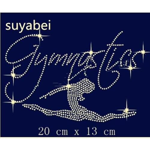 2pc/lot Gymastic dancer design stones hot fix rhinestone transfer motifs iron on applique patches strass iron for shirt bag