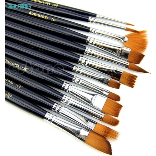 New 12X Artist Paint Brush Set Nylon Hair Watercolor Acrylic Oil Painting Supplies JAN18