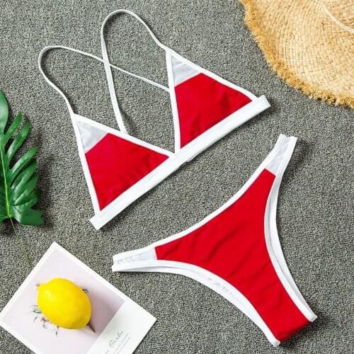 2020 New womens sexy split triangle bag solid color bikini bathing suit women thong bikini swimwear women micro brazilian bikin