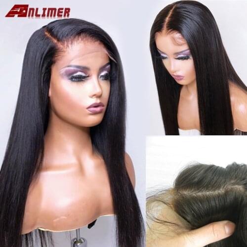 5*5 PU Silk Base Wig Lace Front Human Hair Wigs Side Part Silky Straight Peruvian Hair Wig with Baby Hair Natural Hairline