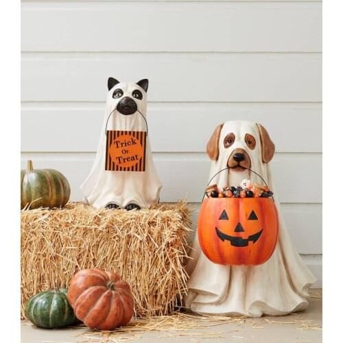 Standing puppy pumpkin candy bowl Christmas ornaments balcony door storage gifts resin crafts Halloween