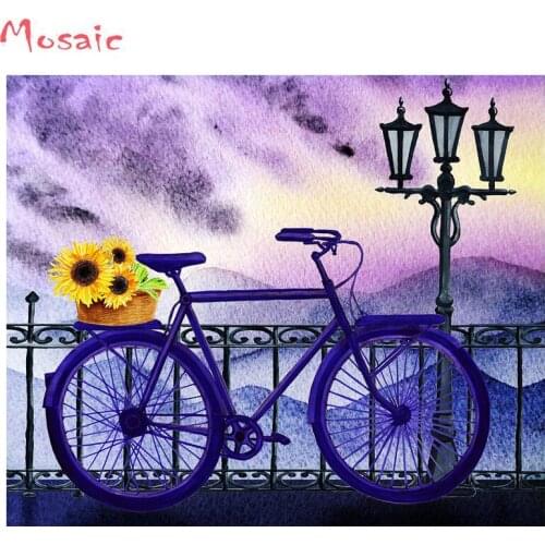 Full Square/round Diamond Embroidery Blue Bicycle And Sunflowers 5d DIY Diamond Painting Cross Stitch Kits 5D Mosaic Decor